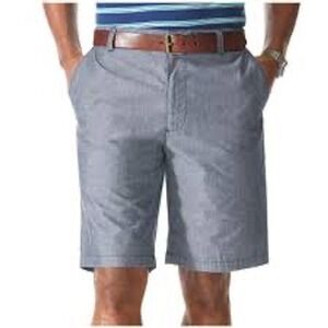 Dockers Supreme Flex Men Blue Chambray Flat Front Shorts Size 36